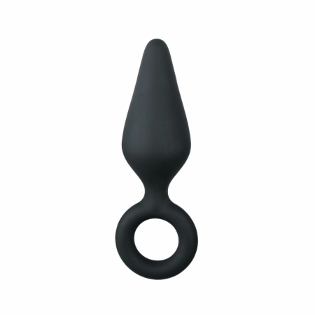 EasyToys Silicone Black Plug with Pull Ring - Small, Ergonomic Design