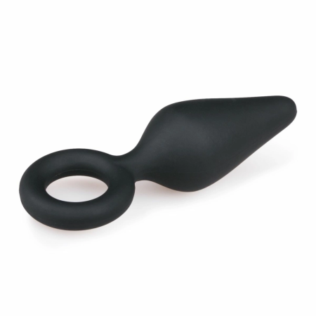 EasyToys Silicone Black Plug with Pull Ring - Small, Ergonomic Design
