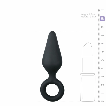 EasyToys Silicone Black Plug with Pull Ring - Small, Ergonomic Design