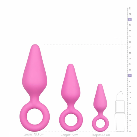 EasyToys Silicone Intimate Plug Set Pink - 3 Sizes, Pull Ring Handle