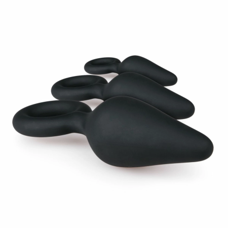 EasyToys Silicone Plug Set Black - 3 Sizes with Ergonomic Pull Ring