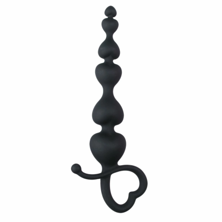 Easytoys Heart Handle Black Silicone Training Beads 19 cm