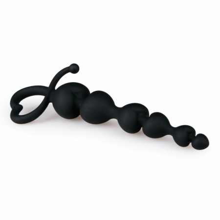 Easytoys Heart Handle Black Silicone Training Beads 19 cm