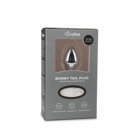 EasyToys Aluminium Plug with White Fluffy Bunny Tail - Medium Size