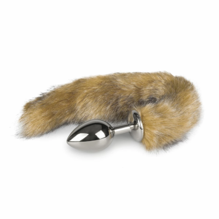 EasyToys Aluminium Fox Tail Plug Silver Faux Fur 40cm