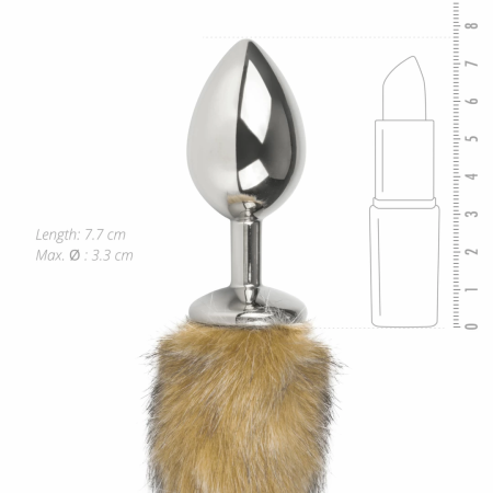 EasyToys Aluminium Fox Tail Plug Silver Faux Fur 40cm