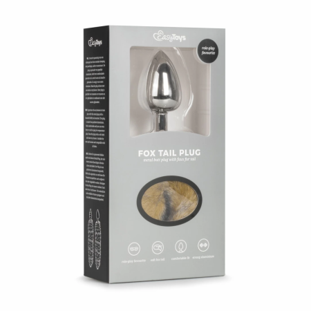 EasyToys Aluminium Fox Tail Plug Silver Faux Fur 40cm