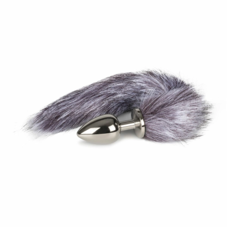 EasyToys Aluminum Plug with Faux Fox Tail - Silver Medium