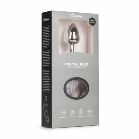 EasyToys Aluminum Plug with Faux Fox Tail - Silver Medium