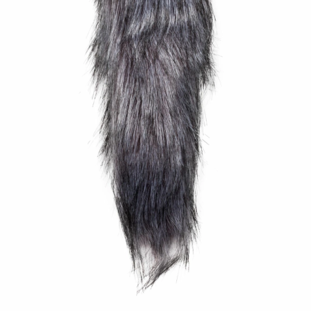 Rimba Fox Tail Aluminium Intimate Plug - Silver & Grey Faux Fur, Medium