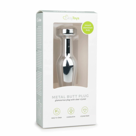 Sinner Gear Metal Plug Silver Large with Clear Crystal Accent