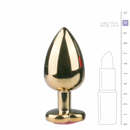 Rimba Aluminium Heart Crystal Intimate Plug - Medium, Silver Finish