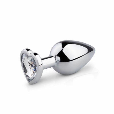 Rimba Aluminium Heart Gem Plug - Medium, Tapered, Polished Silver