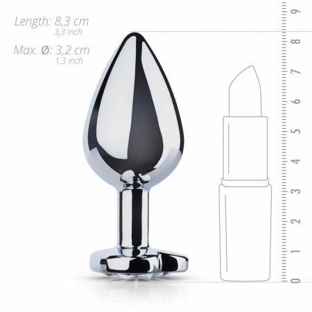 Rimba Aluminium Heart Gem Plug - Medium, Tapered, Polished Silver