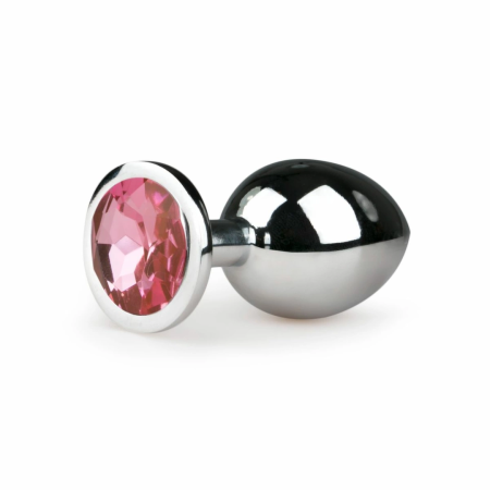 Rimba Metal Intimate Plug Silver-Pink Medium - Aluminum, Crystal Accent