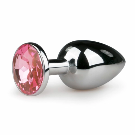 Diogol Aluminium Intimate Plug Silver/Pink S - Crystal Accent, Small Size