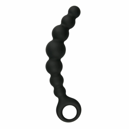 Sinner Gear Silicone Beaded Plug with Finger Loop - Black, Medium Size