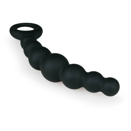 Sinner Gear Silicone Beaded Plug with Finger Loop - Black, Medium Size