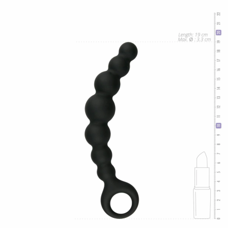 Sinner Gear Silicone Beaded Plug with Finger Loop - Black, Medium Size
