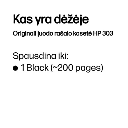 HP Originali Juodo Rašalo Kasetė 303