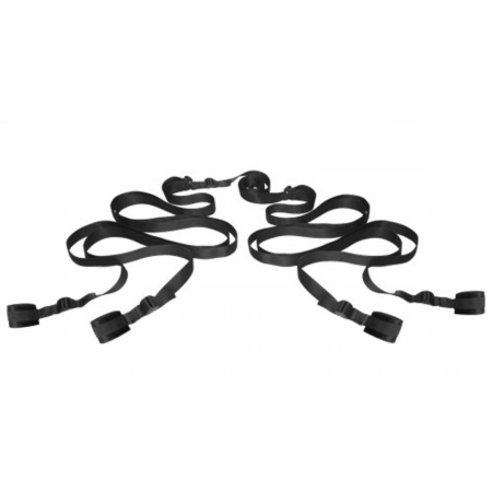 XR Brands Hold Me Bed Bondage Set Black - Adjustable Restraint System