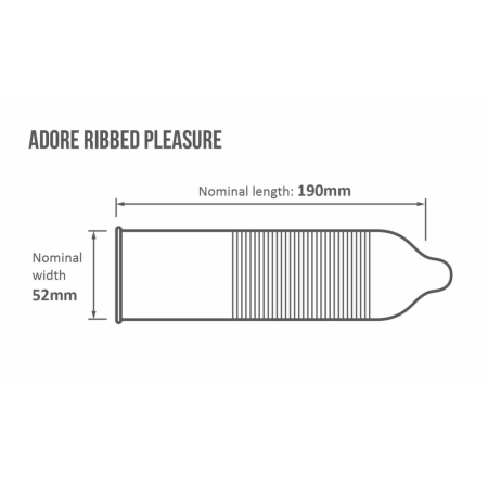 Adore Ribbed Premium Latex Condoms 144 pcs - Transparent, Ribbed Texture, Medium Size