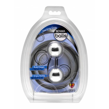 XR Brands Sterling Grey Kegel Training Balls Silicone Waterproof