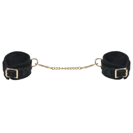 Bad Kitty Velvet Adjustable Handcuffs Black with Gold Details