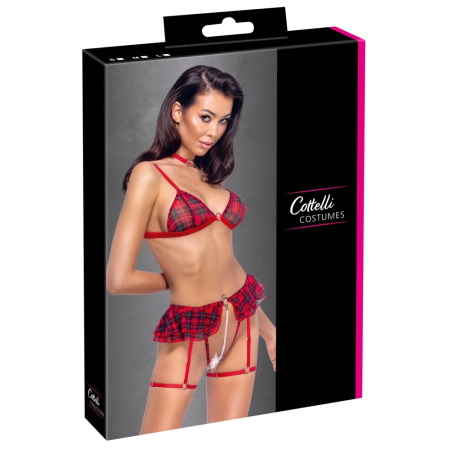Cottelli Costumes Bra Set S Red Plaid Wireless Adjustable Lingerie