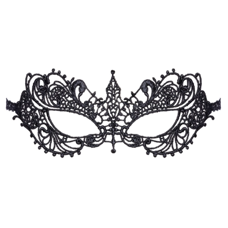 Cottelli Accessoires Black Embroidered Mask with Eye Openings, Adjustable Fit