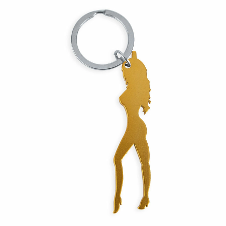 Diablo Picante Gold Metal Keychain with Stylish Silhouette & Bottle Opener