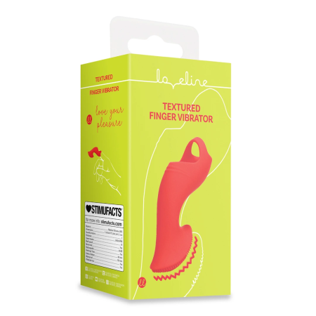 Loveline Sunrise Red Textured Finger Stimulation Device - Compact Silicone Model