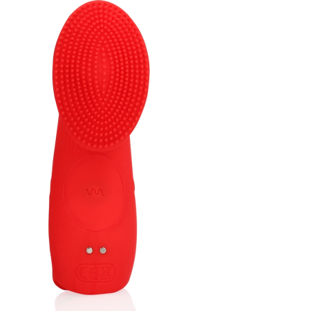 Loveline Sunrise Red Textured Finger Stimulation Device - Compact Silicone Model