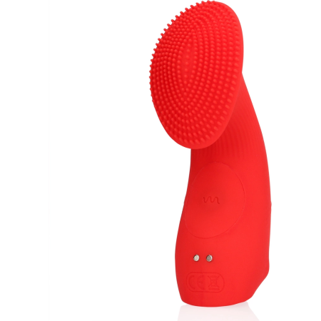 Loveline Sunrise Red Textured Finger Stimulation Device - Compact Silicone Model