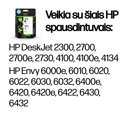 HP 305 2-vnt. originalus rašalas (trikampis/juodas)