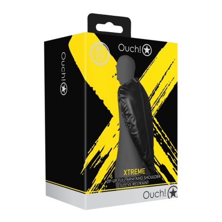 OUCH! XTreme Full Arm & Shoulder Sleeve Restraint Black PU Adjustable