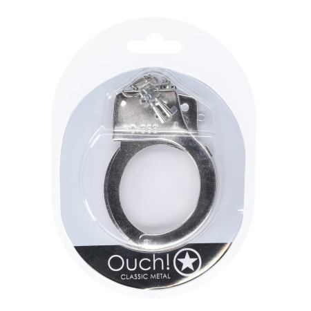 Ouch! Classic Metal Handcuffs Silver - Secure Locking System, Adjustable Size