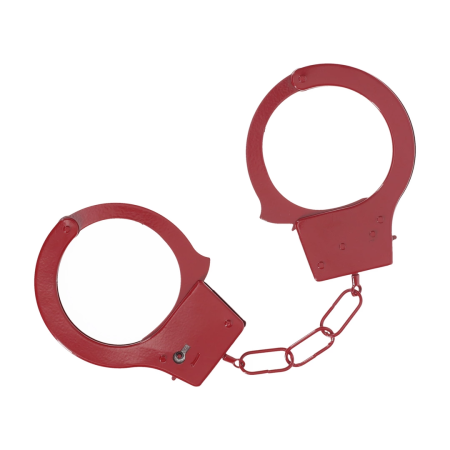 Ouch! Classic Metal Handcuffs Red - Secure Locking System, Adjustable Fit