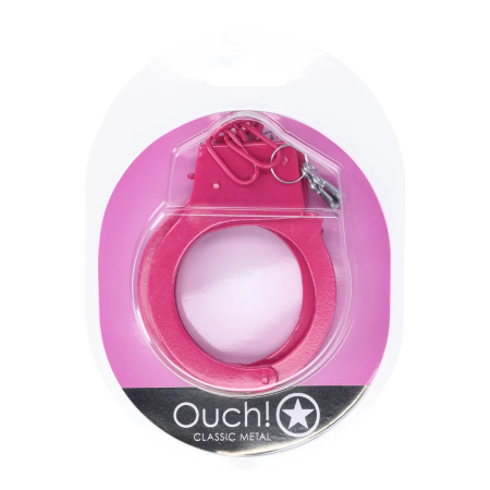 Ouch! Classic Metal Handcuffs Pink - Adjustable Safety Lock System