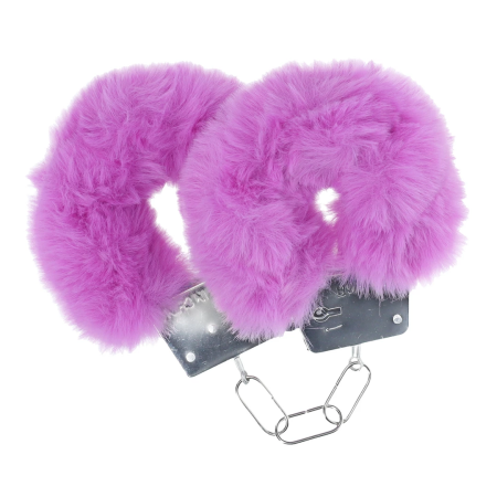 Ouch! Classic Fluffy Handcuffs Purple - Soft Adjustable Steel Restraints