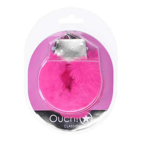 Ouch! Classic Fluffy Handcuffs Pink - Soft Lining, Adjustable Fit