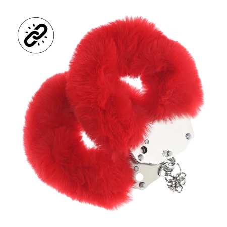 Ouch! Heavy-Duty Soft Plush Handcuffs Red - Adjustable Locking System