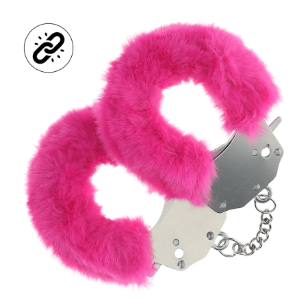 Ouch! Heavy-Duty Soft Plush Handcuffs Pink - Secure Lock System