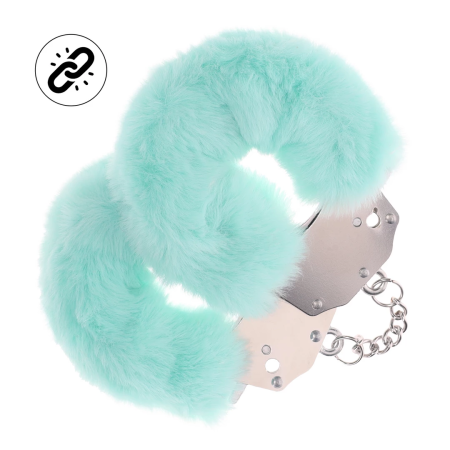 Ouch! Heavy-Duty Fluffy Handcuffs Powder Green - Secure Soft Accessories