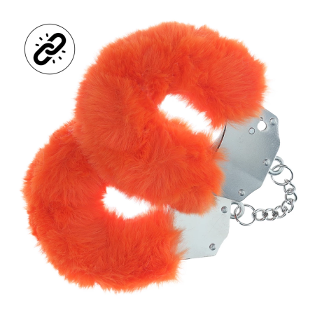 Ouch! Heavy-Duty Fluffy Handcuffs Orange - Secure Lock, Soft Lining
