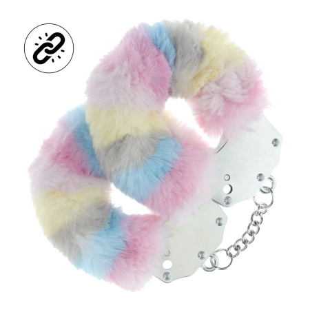 Shots Toys Secure Fluffy Handcuffs Multicolor - Adjustable Restraint System
