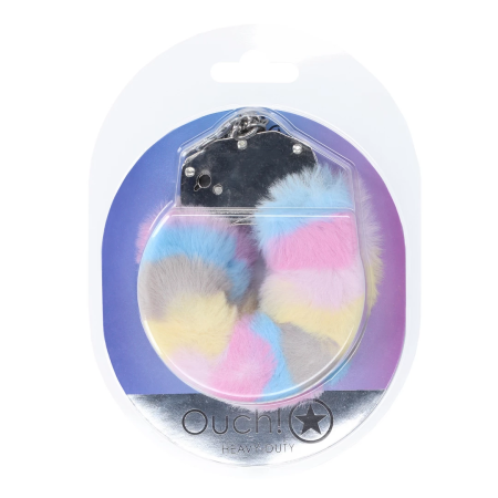 Shots Toys Secure Fluffy Handcuffs Multicolor - Adjustable Restraint System