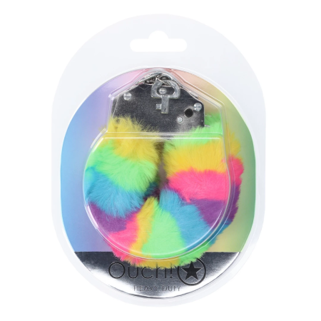 Ouch! Heavy-Duty Multicolor Fluffy Cuffs with Safety Release