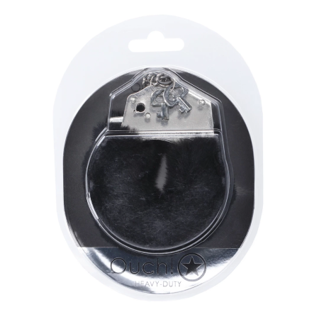 Ouch! Secure Fluffy Restraint Cuffs Black - Heavy-Duty, Soft Lining