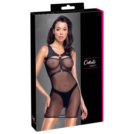 Cottelli PARTY Mini Dress & Matte Harness with Thong XL Black Set